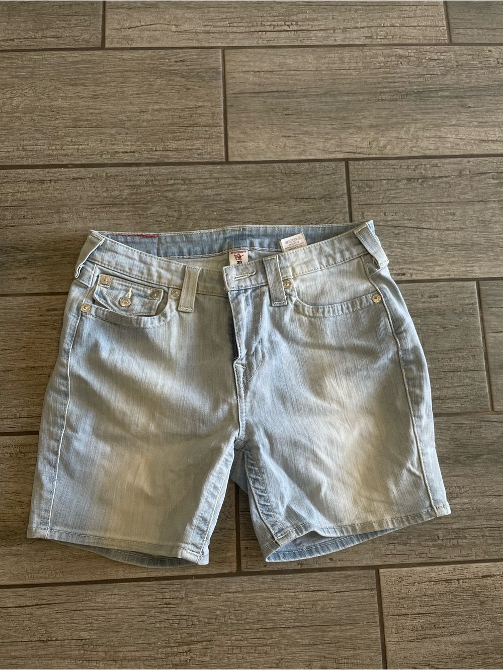 True Religion Light Blue Women's Denim Shorts